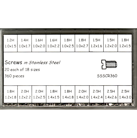 SORT. ROSTFRIA SKRUVAR 360ST GNGA 1,0-1,2-1,4MM