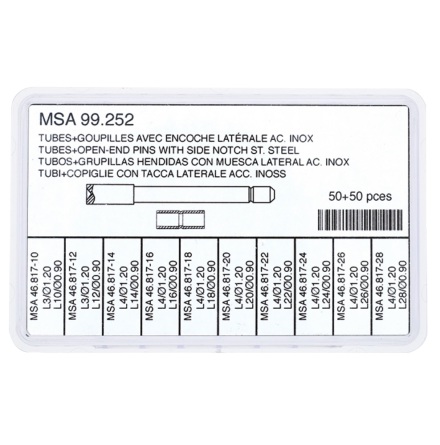 SORT. 1RR+1STIFT MED FLNS jmna 50+50 st, rostfritt stl 10-28 mm