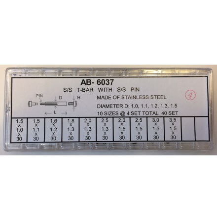 SORT. T-FSTE JUSTERBARA 1,0-1,5 40 ST, ROSTFR ST 30 mm