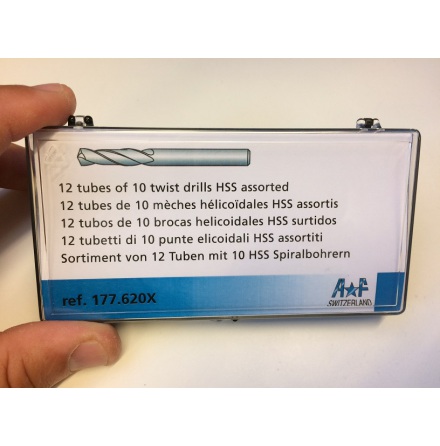 BORR, 120 st SPIRALBORR snabbst HSS 0,30 - 1,40 mm, skaft 1,80 10st av varje storlek