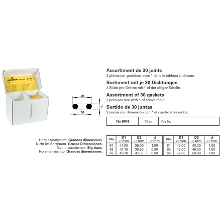 SORT. BOETTPACKNING BERGEON normal, stora o-ringar - 15 olika