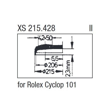 GLAS, RLX 25-101 cyclop, Sternkreuz XS 215.428. Diam 21,45, tj 1,6, hjd 3,7 mm