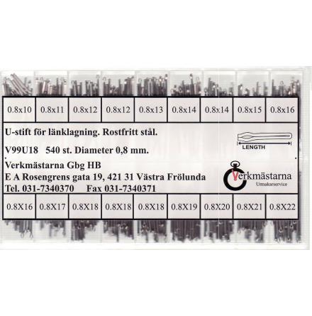 SORT. U-STIFT 0,8 10-22 MM 30ST/FACK TOTALT 540 STYCK